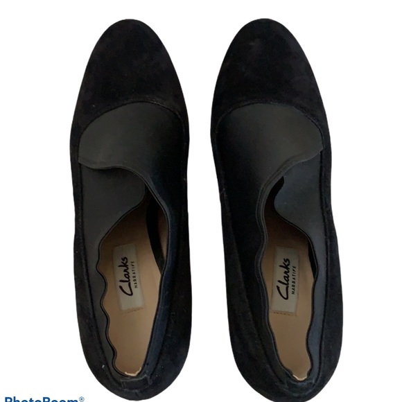 Clarks Kendra Mix Black Suede Ladies Heels Ladies Sz 7.5M - Picture 3 of 6